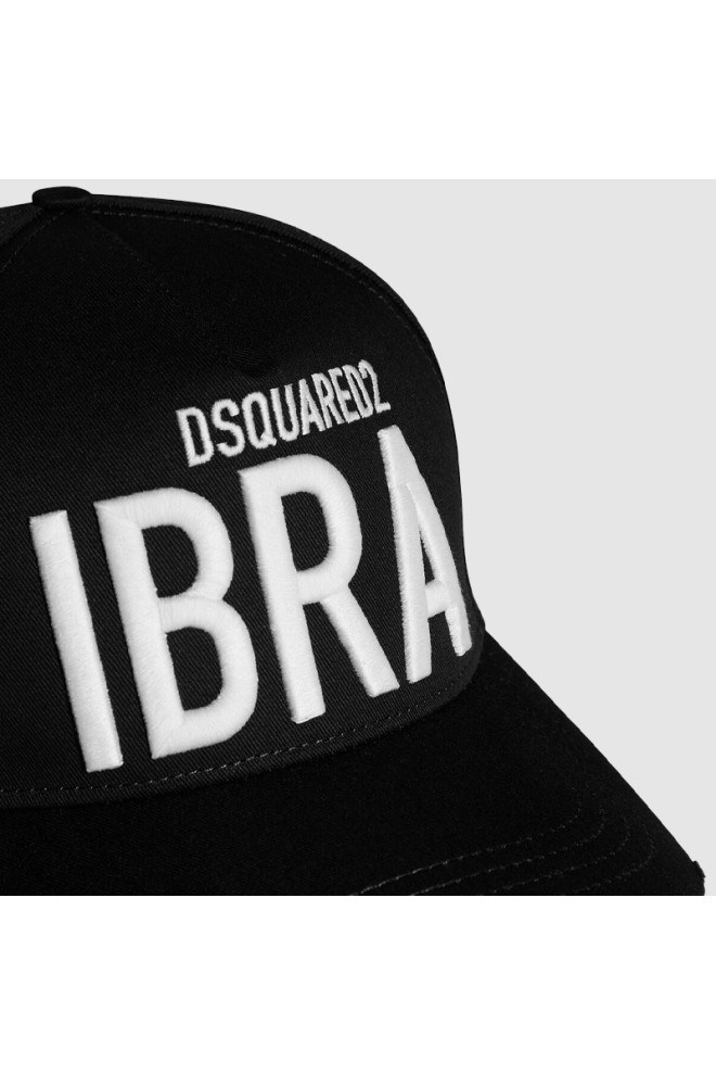 DSQUARED2 Czarna czapka z białym haftowanym logo ibra