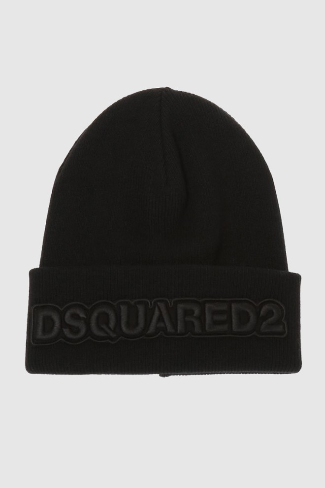 DSQUARED2 Șapcă neagră din lână cu logo brodat
