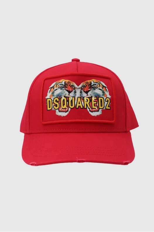 DSQUARED2 Red cap with tigers