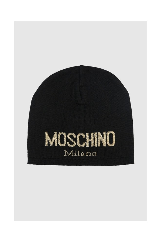 MOSCHINO Black women's cap with gold logo