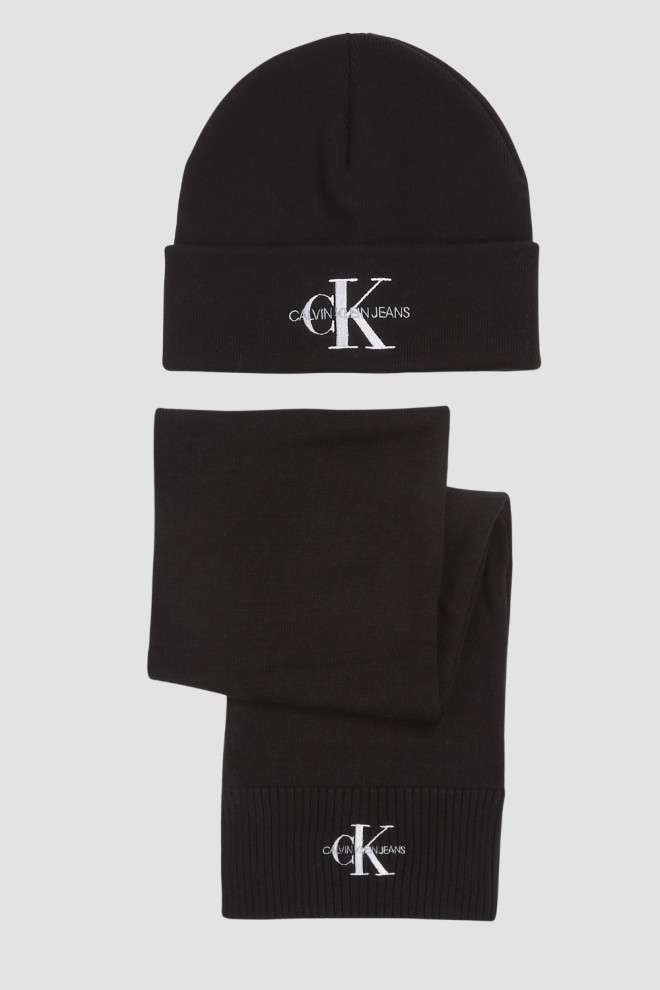 Set șapcă și eșarfă pentru bărbați CALVIN KLEIN, negru