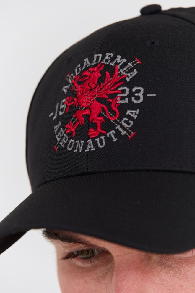 AERONAUTICA MILITARE Black cap with embroidered logo