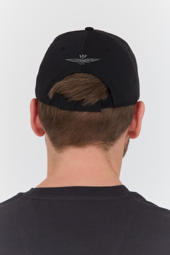 AERONAUTICA MILITARE Black cap with embroidered logo