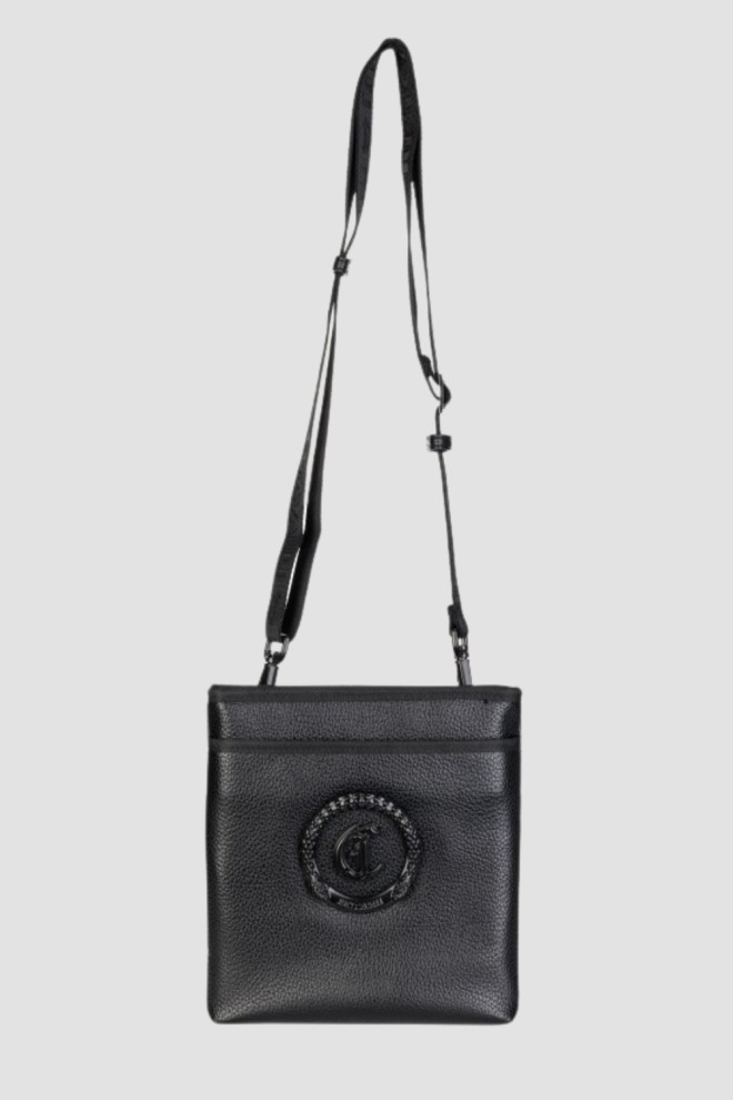 JUST CAVALLI Black bărbați Gama New Logo Metal Circle sac