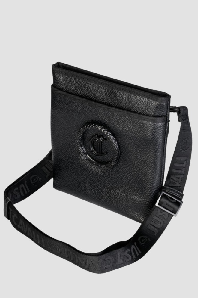 JUST CAVALLI Black bărbați Gama New Logo Metal Circle sac