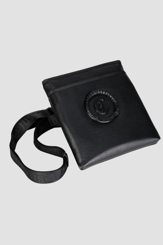 JUST CAVALLI Black bărbați Gama New Logo Metal Circle sac