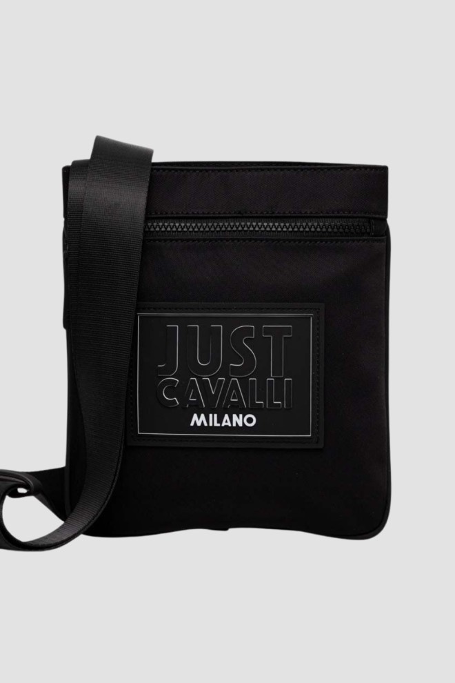 JUST CAVALLI Black Range Institutional Logo Bag