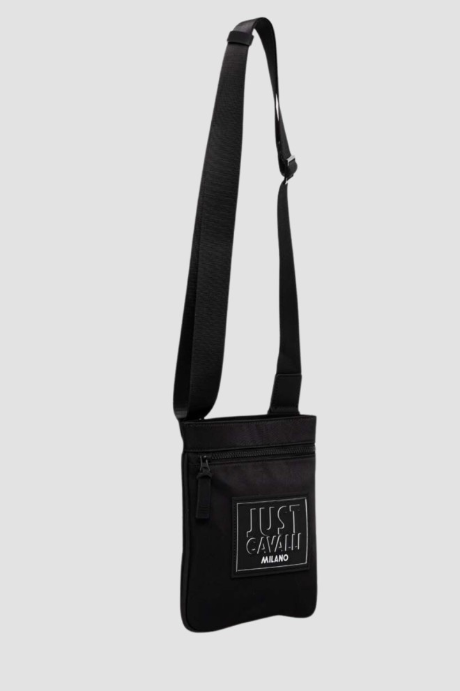 JUST CAVALLI Black Range Institutional Logo Bag