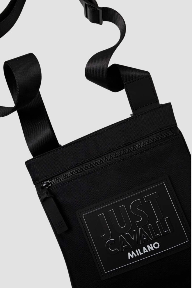 JUST CAVALLI Black Range Institutional Logo Bag