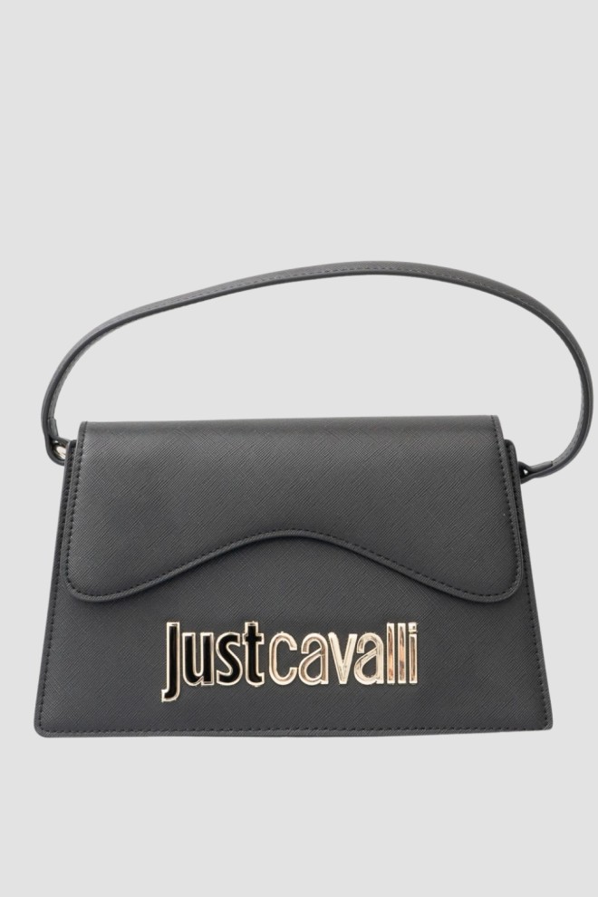 JUST CAVALLI Black Range B Metal Lettering Handbag