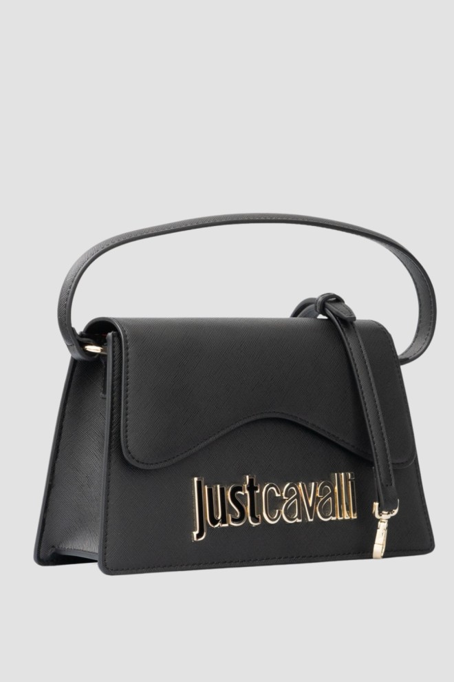 JUST CAVALLI Black Range B Metal Lettering Handbag