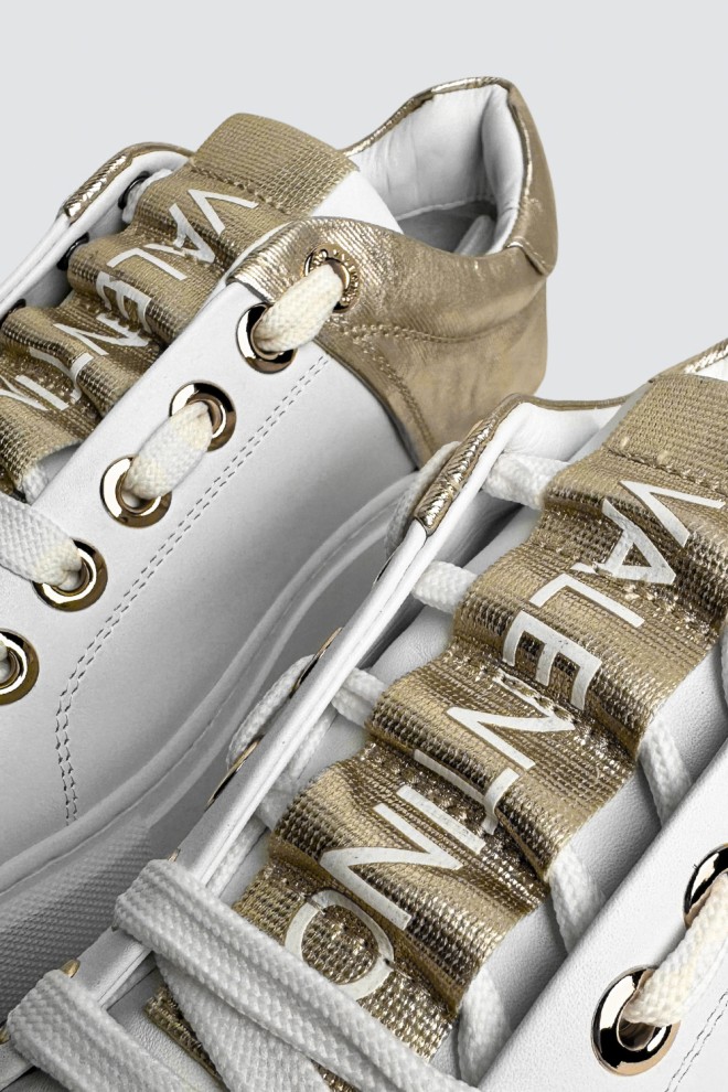 VALENTINO Alb și auriu Baraga S Sneaker Adidași Lace-U