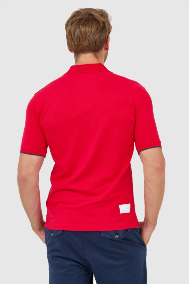 LA MARTINA Tricou polo roșu pentru bărbați cu logo brodat
