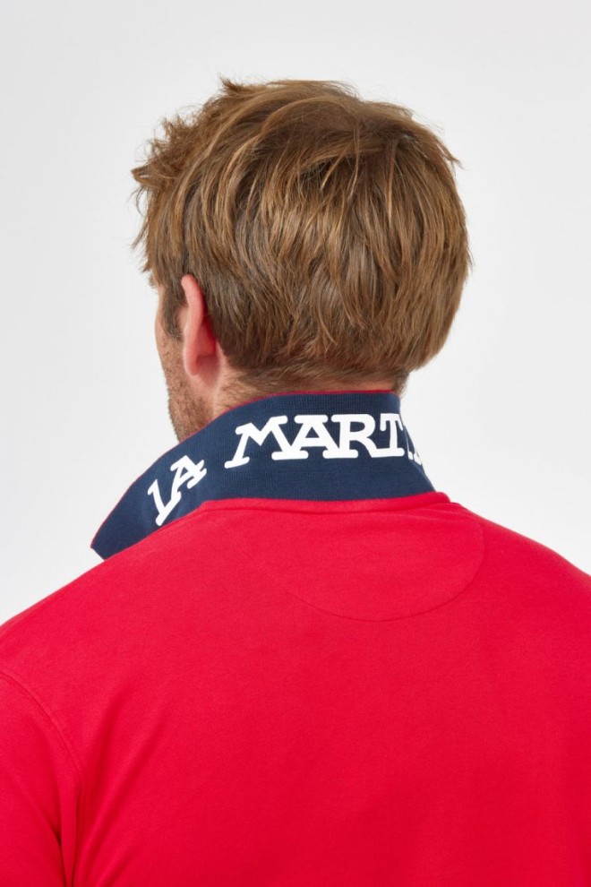 LA MARTINA Tricou polo roșu pentru bărbați cu logo brodat