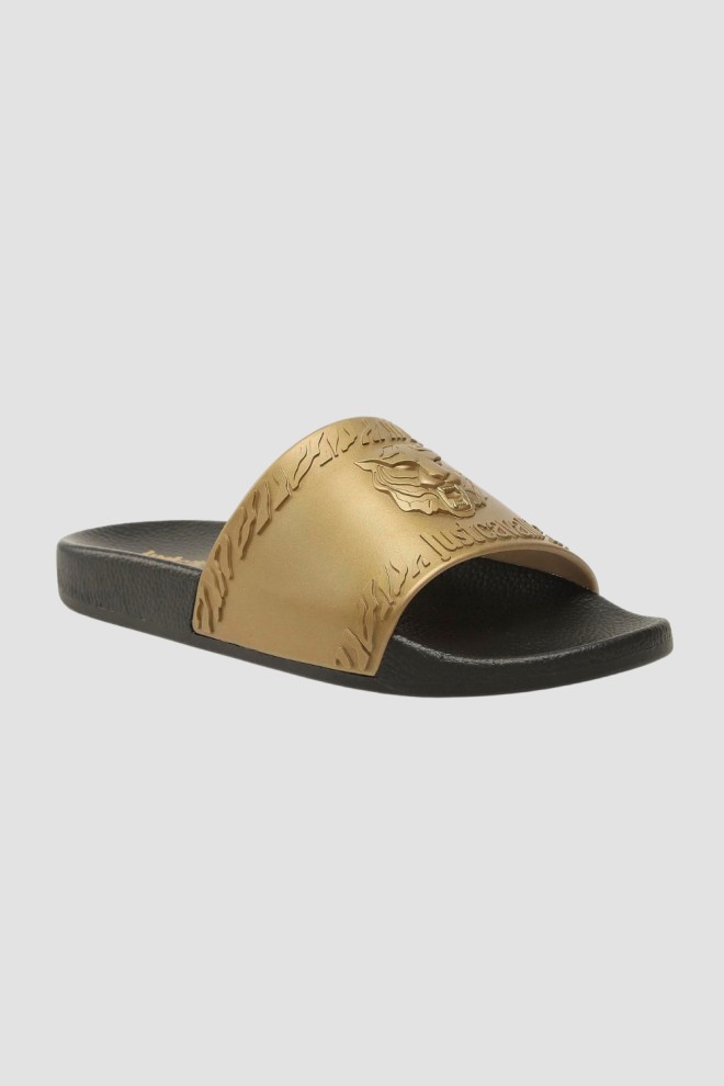 JUST CAVALLI Black and gold Fondo Pool flip-flops