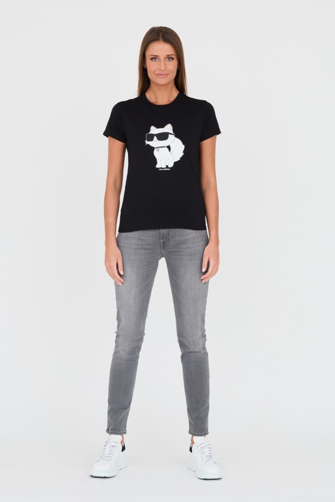 KARL LAGERFELD Tricou negru pentru femei cu pisică