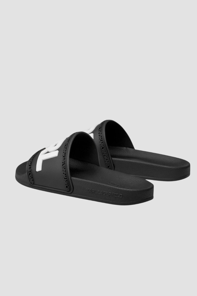 KARL LAGERFELD Black Kondo Karl Logo Slide Flip Flops