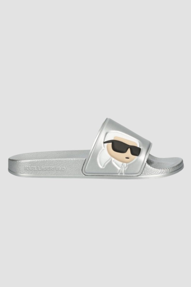 KARL LAGERFELD Silver Kondo Karl Nft Slide Flip Flops