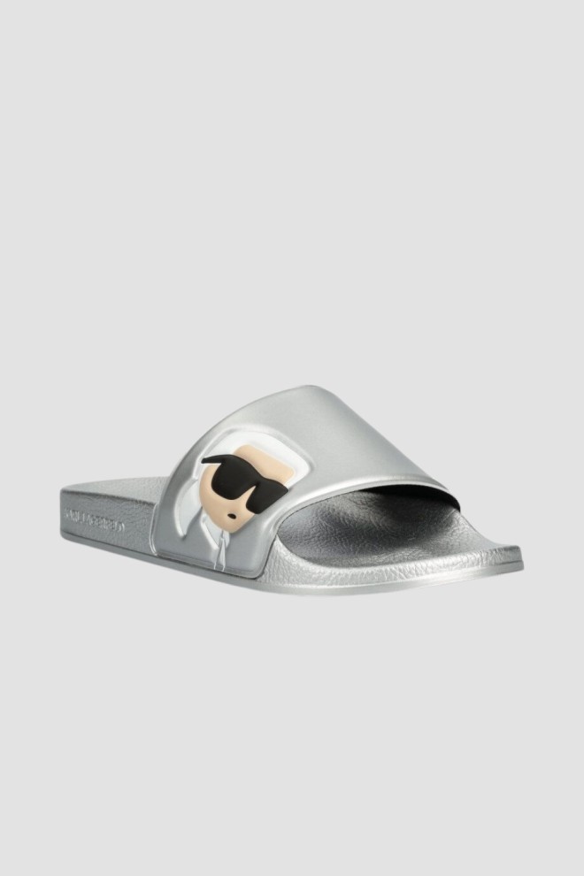 KARL LAGERFELD Silver Kondo Karl Nft Slide Flip Flops