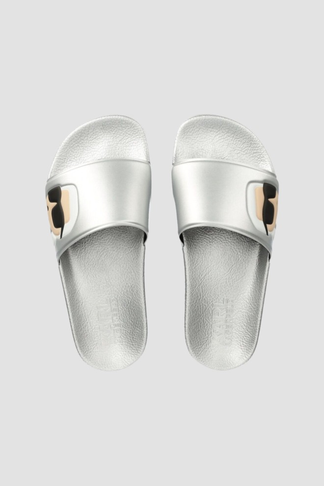 KARL LAGERFELD Silver Kondo Karl Nft Slide Flip Flops