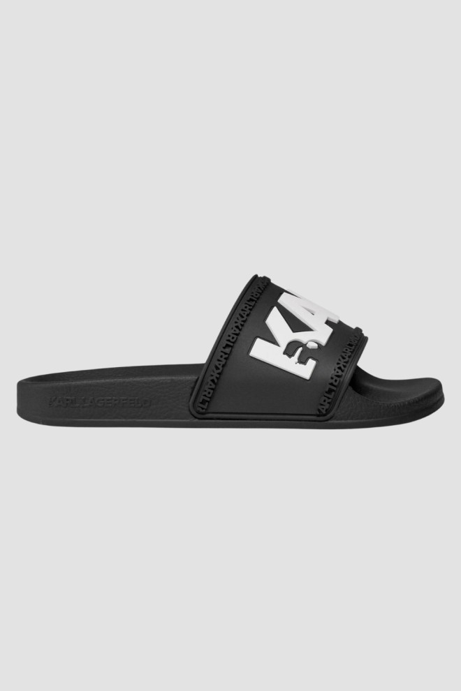 KARL LAGERFELD Black Kondo Karl Logo Slide Flip Flops