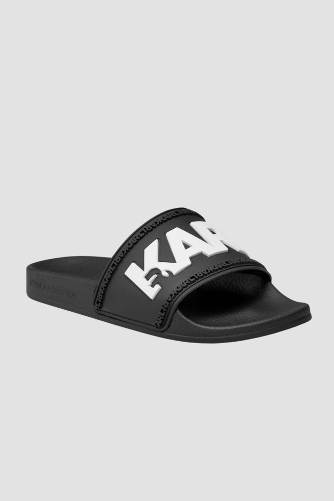 KARL LAGERFELD Black Kondo Karl Logo Slide Flip Flops