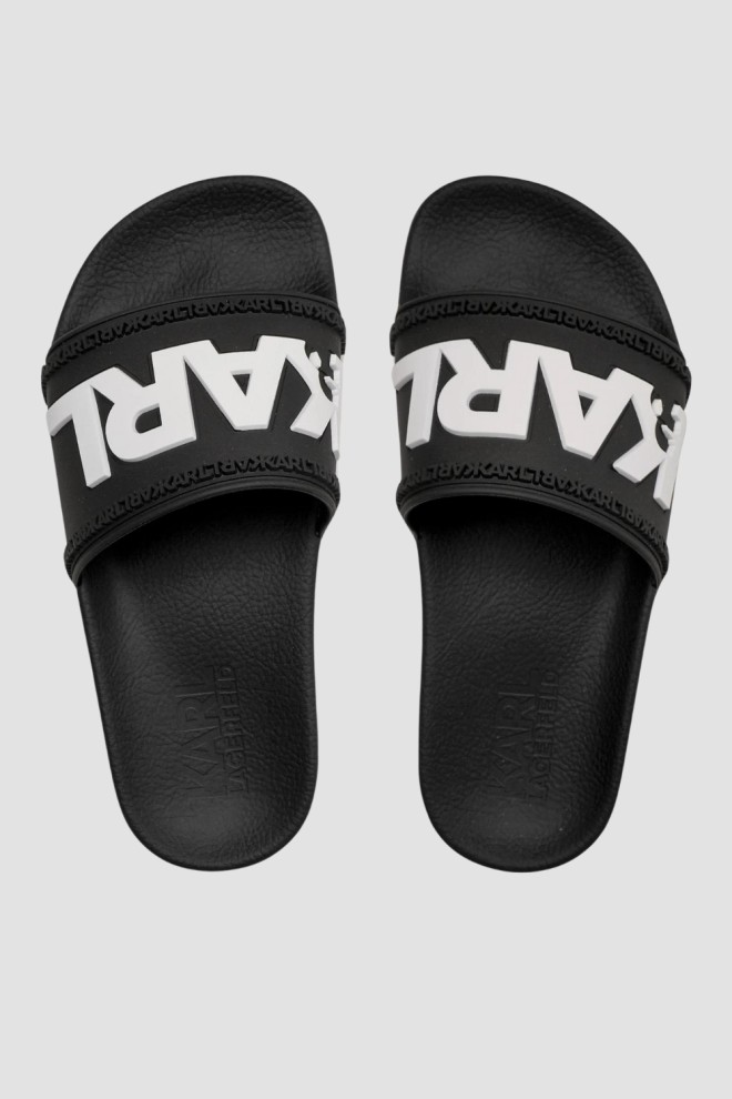 KARL LAGERFELD Black Kondo Karl Logo Slide Flip Flops