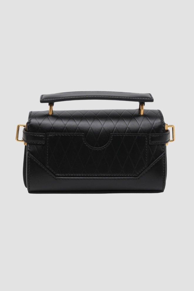 BALMAIN Black B-buzz 19-Cuir Embossed Grille Handbag