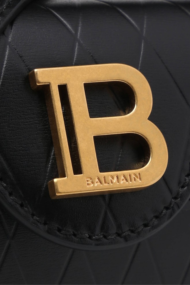 Сумочка BALMAIN Black B-buzz 19-Cuir з рельєфною решіткою