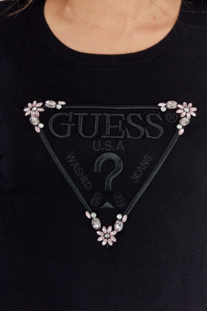 Жіночий джемпер GUESS Чорний з вишитим логотипом