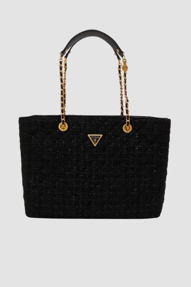 GUESS Чорна твідова сумка Giully Tote