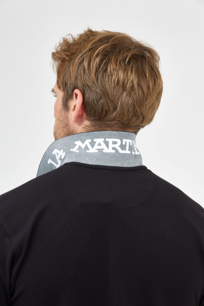 LA MARTINA Black men's polo shirt with embroidered logo