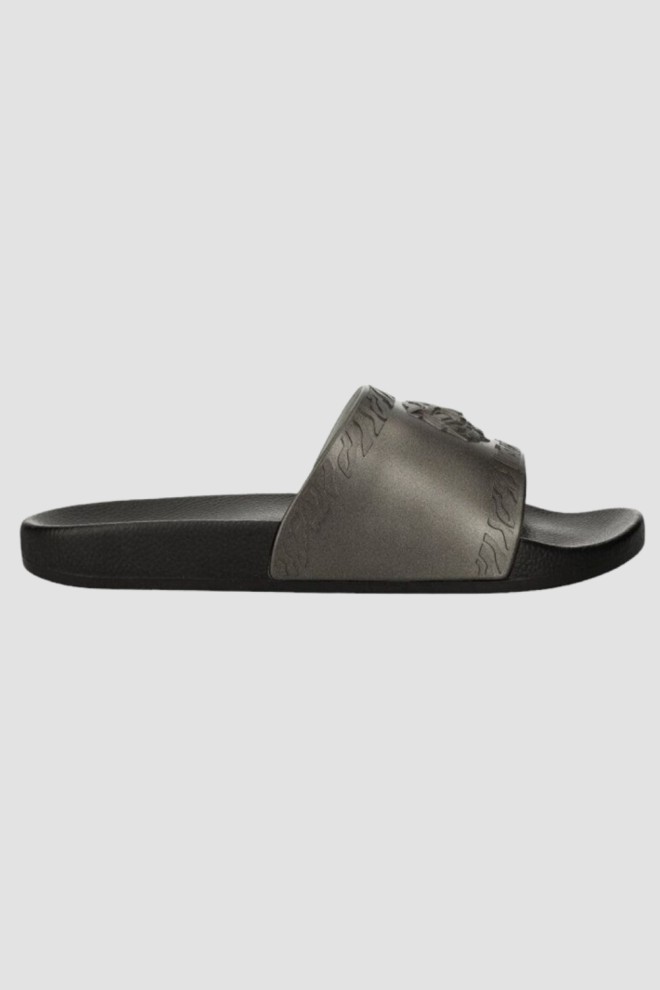 JUST CAVALLI Black and silver Fondo Pool flip-flops