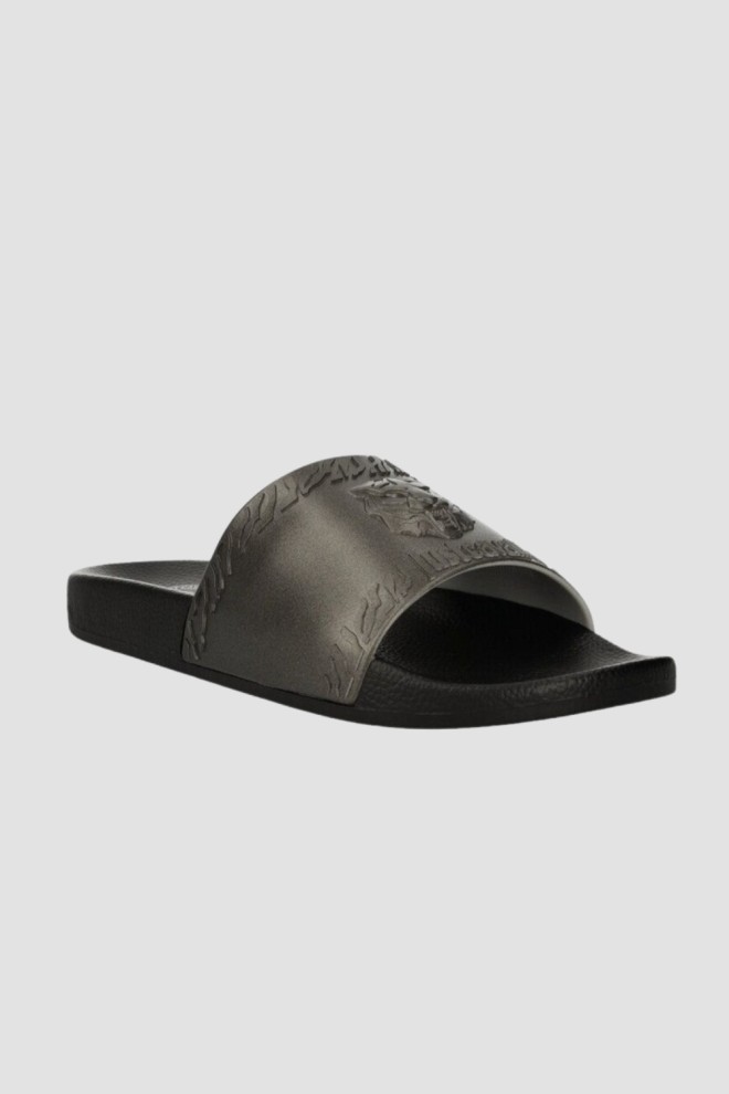 JUST CAVALLI Black and silver Fondo Pool flip-flops