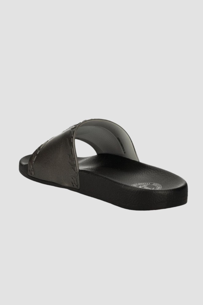 JUST CAVALLI Black and silver Fondo Pool flip-flops