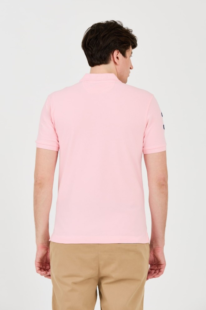 LA MARTINA Polo roz pentru bărbați cu logo mic