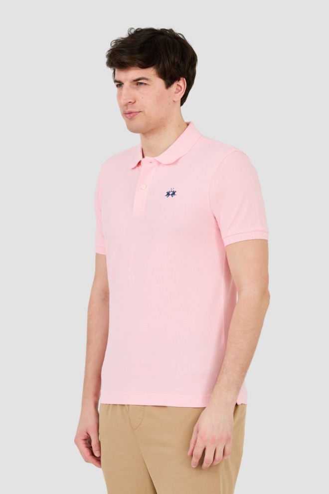 LA MARTINA Polo roz pentru bărbați cu logo mic