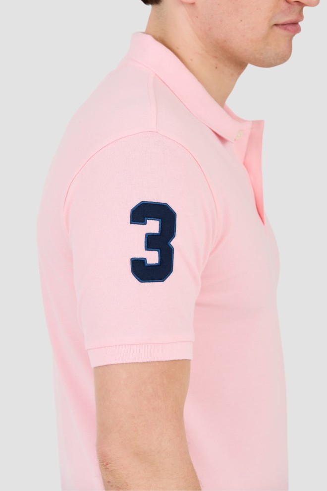 LA MARTINA Polo roz pentru bărbați cu logo mic