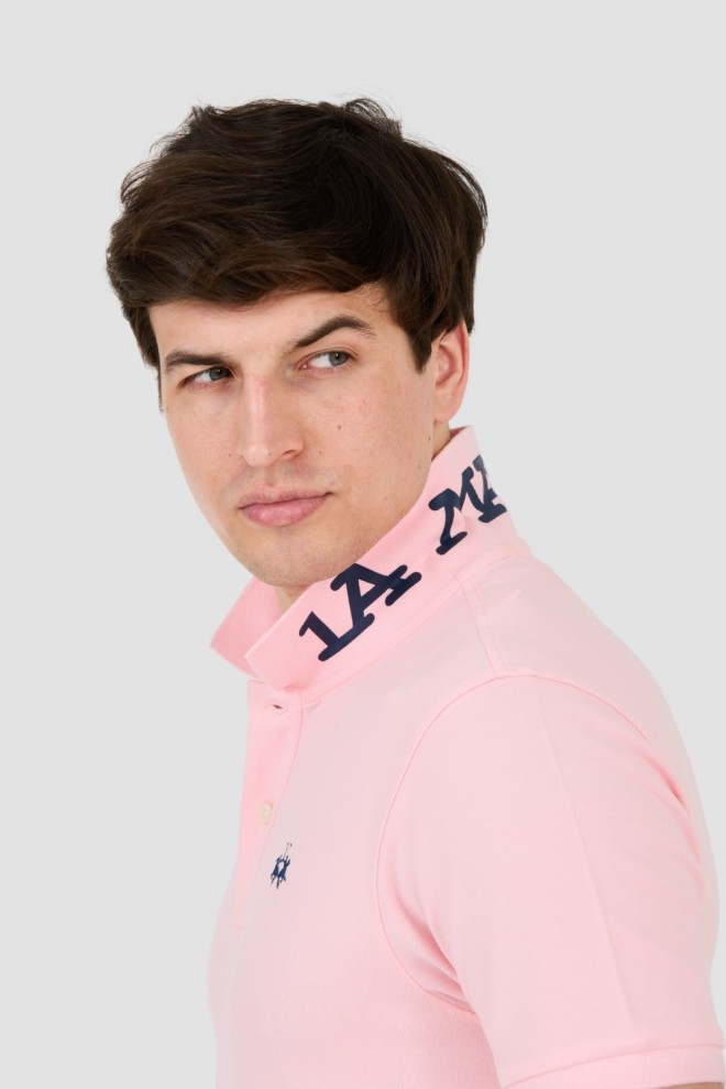 LA MARTINA Polo roz pentru bărbați cu logo mic