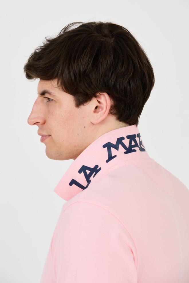 LA MARTINA Polo roz pentru bărbați cu logo mic