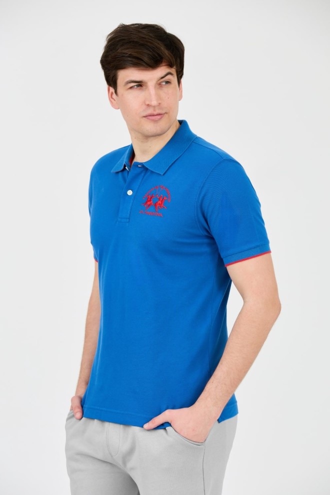 LA MARTINA Polo albastru pentru bărbați cu logo mare