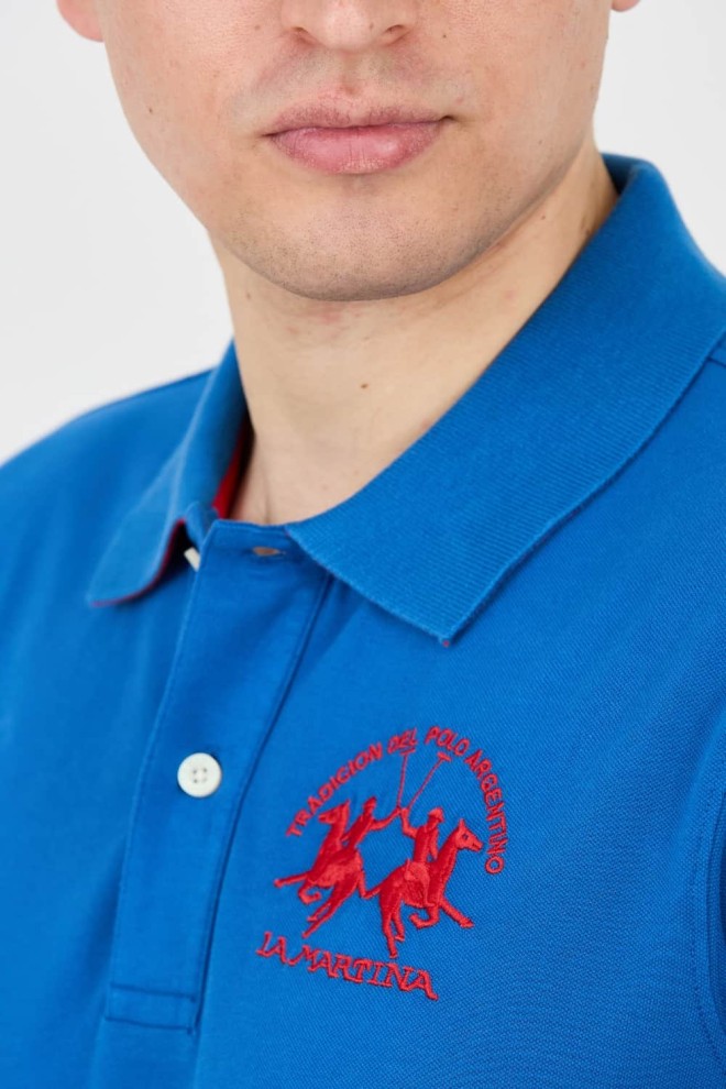 LA MARTINA Polo albastru pentru bărbați cu logo mare