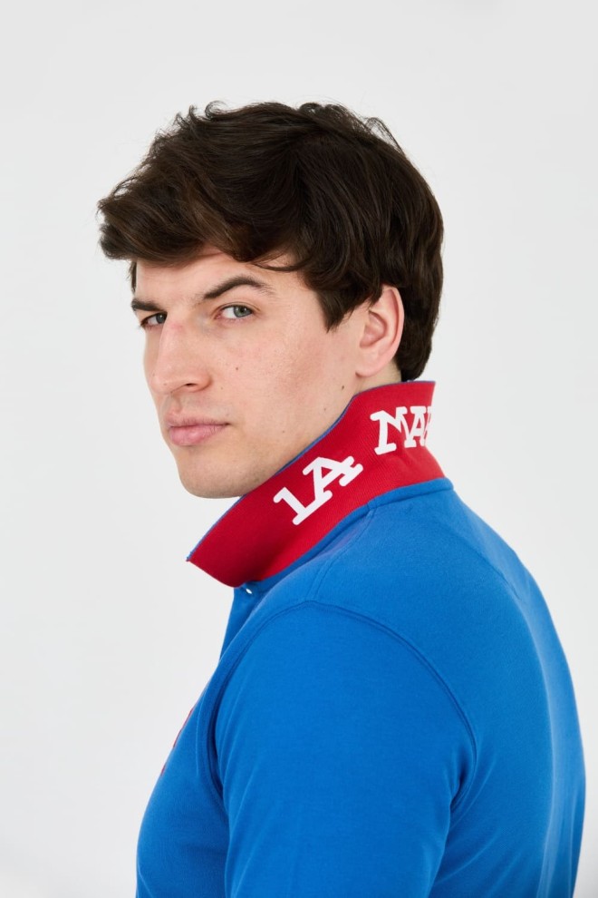 LA MARTINA Polo albastru pentru bărbați cu logo mare