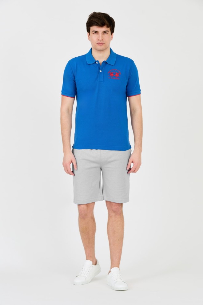 LA MARTINA Polo albastru pentru bărbați cu logo mare