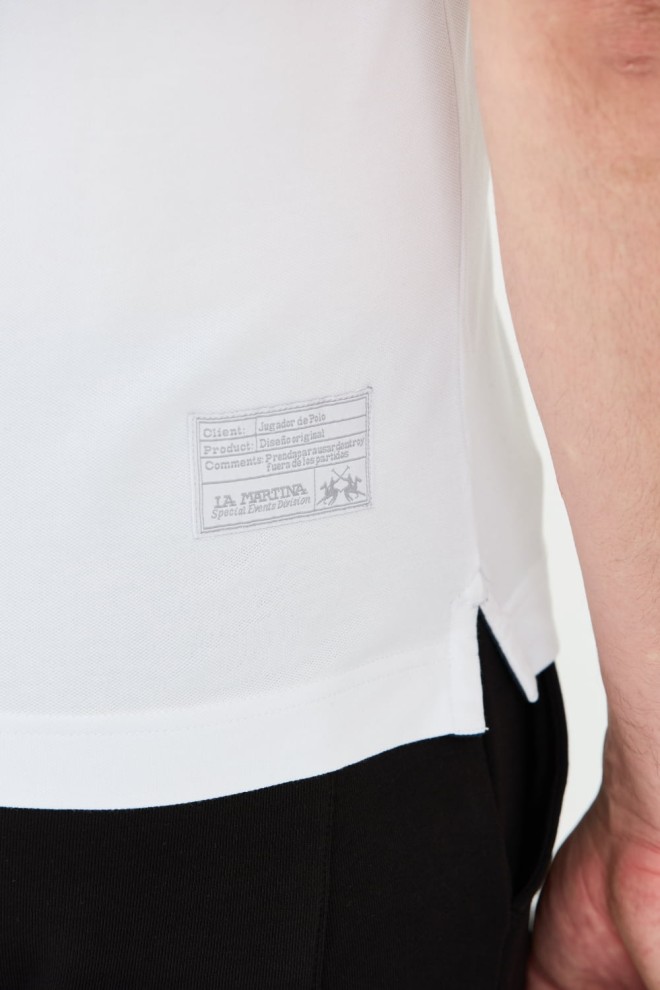 LA MARTINA Białe męskie polo z dużym logo