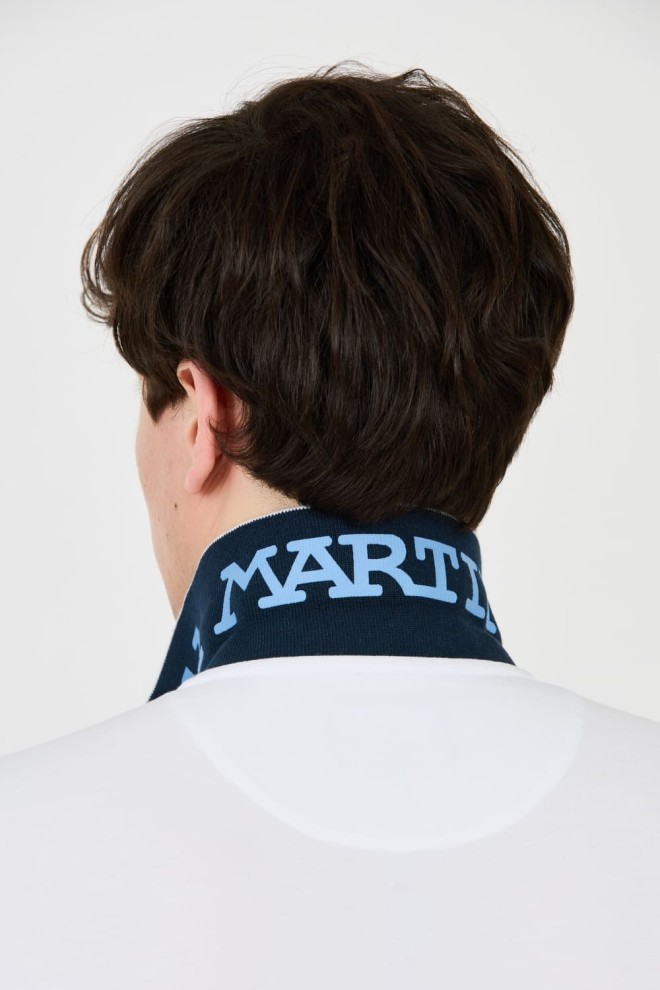 LA MARTINA Polo alb pentru bărbați cu logo mare
