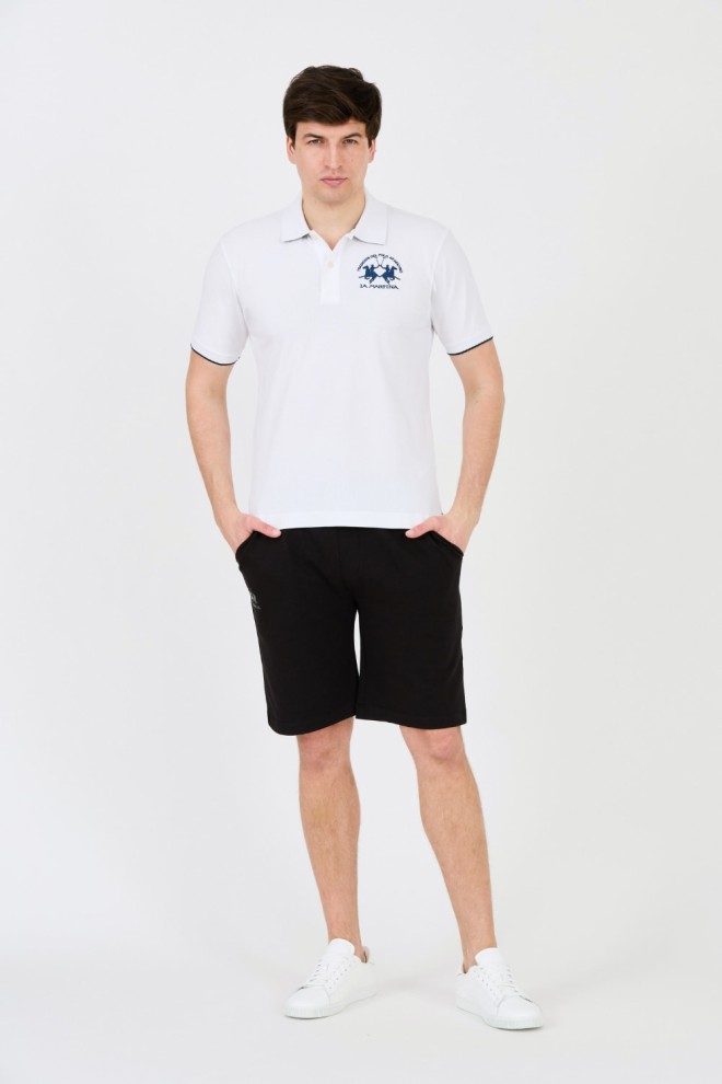 LA MARTINA Białe męskie polo z dużym logo
