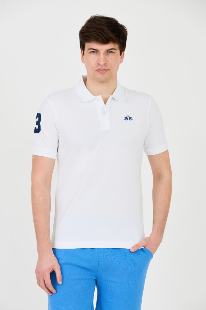 LA MARTINA Białe męskie polo z małym logo