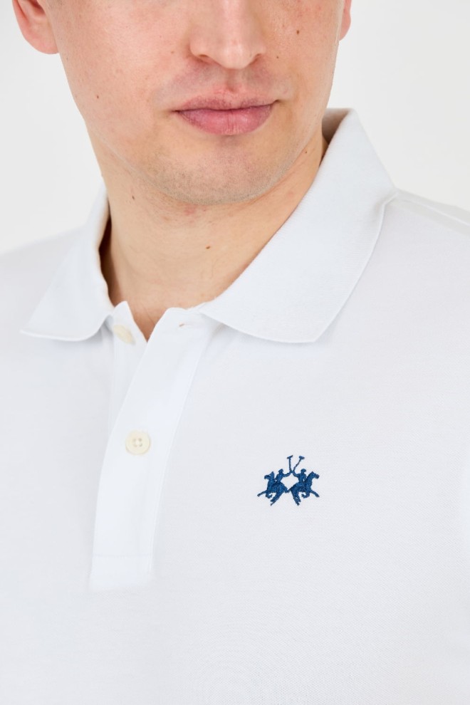 LA MARTINA Białe męskie polo z małym logo