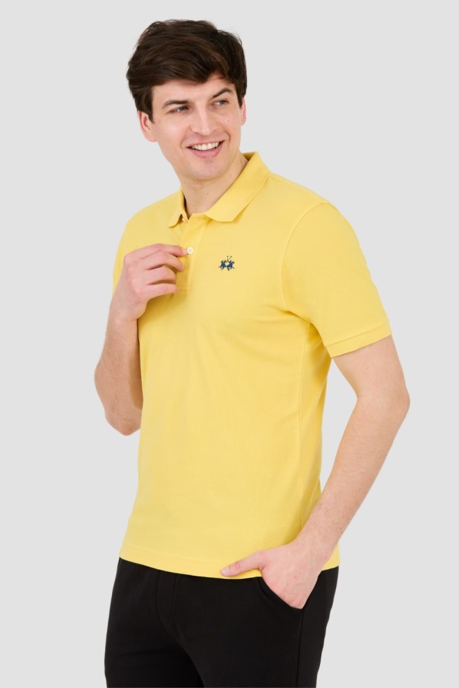 LA MARTINA Polo galben pentru bărbați cu logo mic